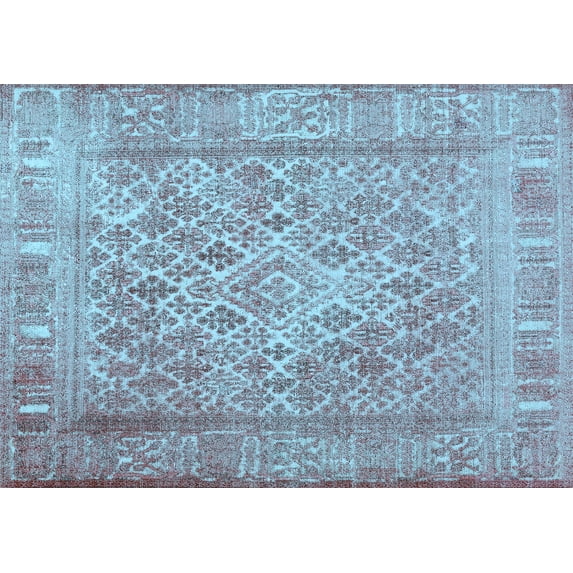 Ahgly Company Indoor Rectangle Persian Light Blue Bohemian Area Rugs, 8' x 12'