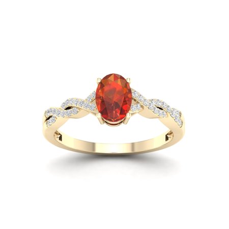 Madeira Citrine Gemstone - Imperial Gems 10K Yellow Gold Oval Cut Madeira Citrine 1/10 CT TW Diamond Women's Fashion Ring