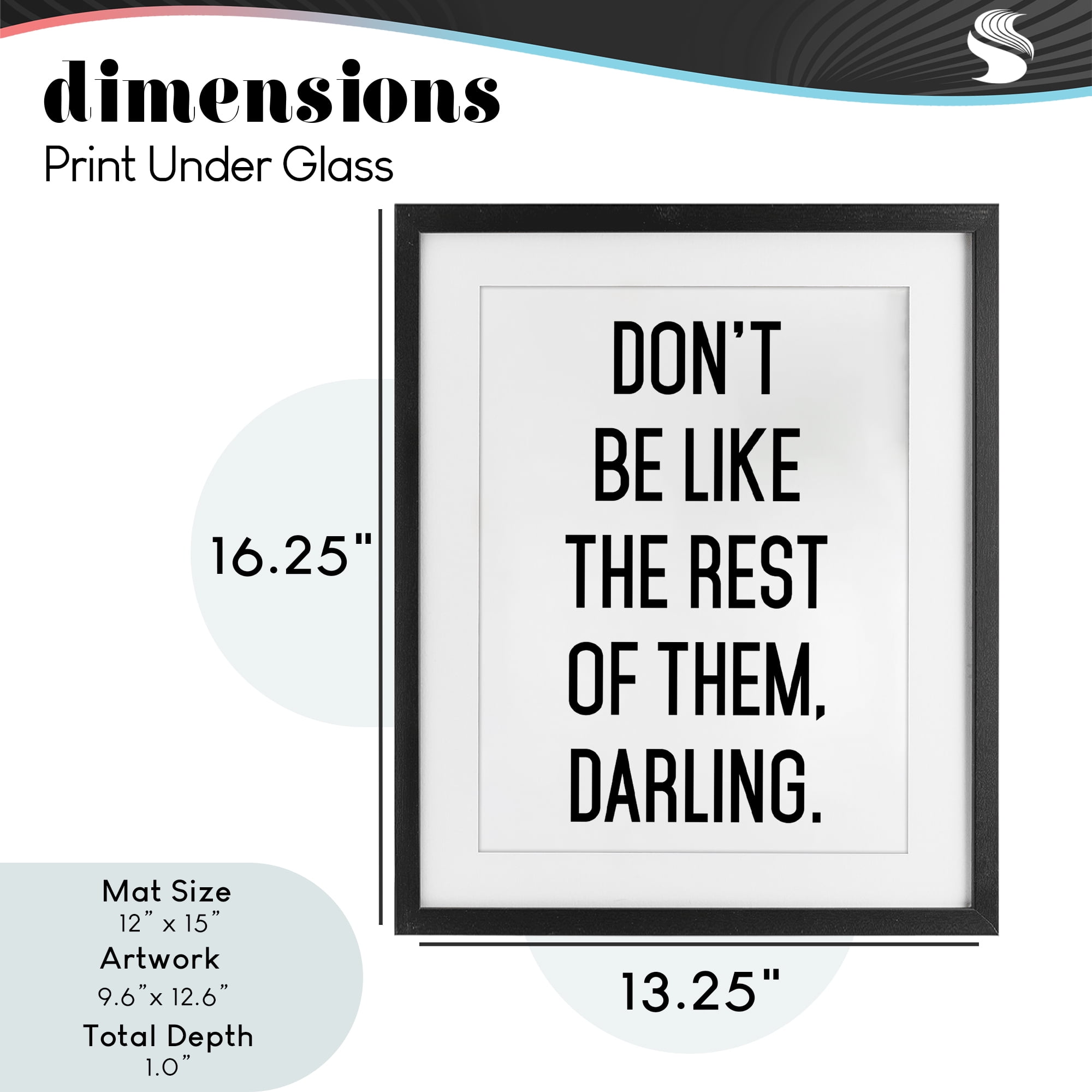 Don't Be Like The Rest Of Them Black Framed Print Under Glass, design by Lettered and Lined