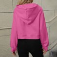 thumbnail image 4 of QUYUON Womens Hoodies Half Zip Long Sleeve Fleece Crop Pullover Sweatshirts with Pockets Soft Lightweight Quarter Zip up Cropped Hooded Sweatshirts Tops Fashion Cute Sweatshirts Hot Pink XL, 4 of 6