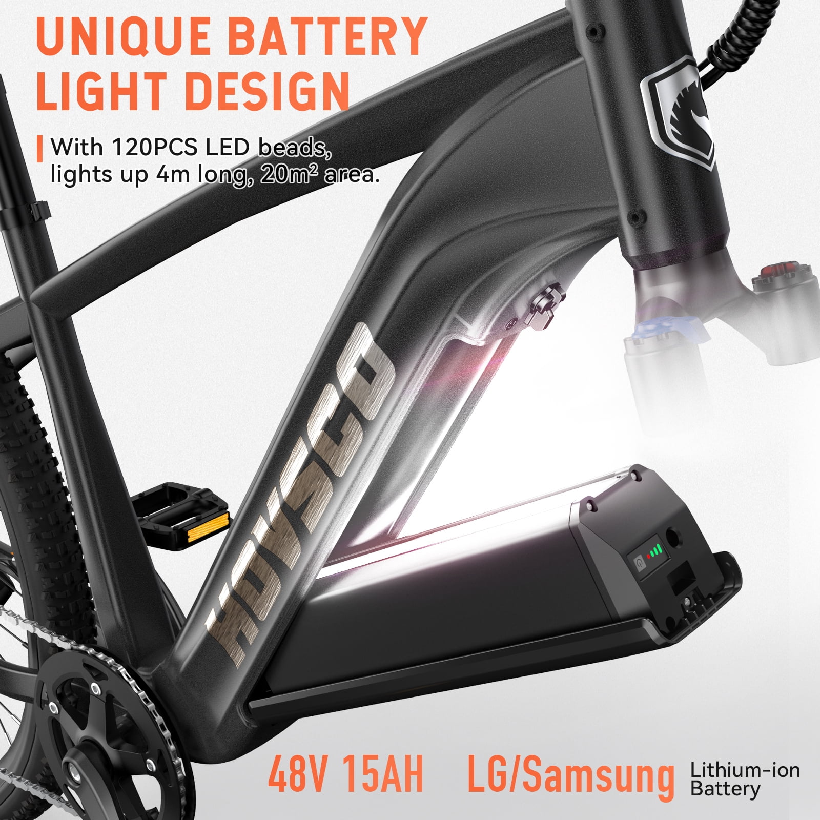 HOVSCO Electric Bike for Adults, 500W Peak Motor 20mph, 48V/15Ah, E-Mountain bicycle, UL2849, APP Control