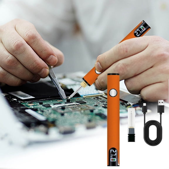 Rkxzt Soldering Iron USB Soldering Iron Pen with LED Display 510 Connector Adjustable Voltage 3 Speeds 650mAh Battery USB-C Charging Cable