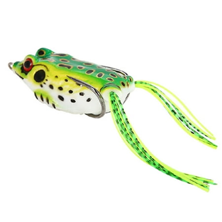 1PC Top Water Soft Frog Bait Frog Shaped Fishing Lures Spoon Lure Crankbait  for Bass Snakehead in Saltwater Freshwater Color:Green-Yellow