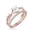 thumbnail image 3 of Boho & hippie 1.60 Carat Pear Cut Diamond Moissanite Unique Engagement Ring, Wedding Ring, Inspired And Branch Ring in 10k Solid Rose Gold, Gift For Her, Surprise, Promise Ring, Bridal Ring Set, 3 of 3