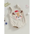 thumbnail image 3 of Wassery Baby Boys Girls Corduroy Bodysuits Infant Christmas Clothes Elk Embroidery Sleeveless Straps Romper Newborn Fall Jumpsuits Playsuit 0-18M, 3 of 8