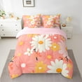 thumbnail image 2 of Feelyou Orange Groovy Floral Bedding Comforter Set 7pcs for Kids, Kawaii Plant Botanical Queen Bedding Sets, Cute Cartoon Daisy Reversible Queen Sheet Sets, Ultra Soft Bedroom Decor, 2 of 8