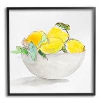 Stupell Industries Lemon Bowl Painting Food & Beverage Painting Black Framed Art Print Wall Art, 12 x 12