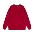 thumbnail image 5 of Women's Solid Color Round Neck Drop Shoulder Long Sleeve Loose Fit Casual Sweatshirt Top Fall and Winter Fashion Winter Clothes,Wine,Size S, 5 of 5