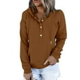 thumbnail image 2 of VKEKIEO Cute Sweatshirts Neck Long Sleeve Solid Backpacking Brown Polyester Womens Hoodies Size Large, 2 of 6
