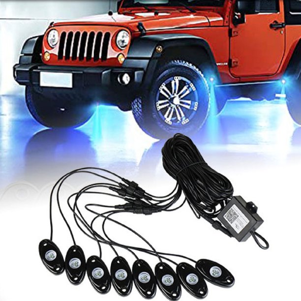 Gwong Autos 8 vainas LED luces de roca modificadas Cambio de color modificado Bluetooth-Compatible con Bluetooth Bluetooth RGB Lights Kit para vehículos Gwong 24017162
