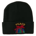 thumbnail image 5 of Christmas World Peace Embroidered Beanie - Black OSFM, 5 of 5