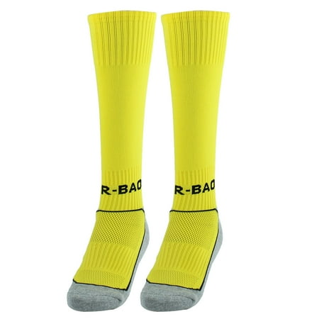 

R-BAO Authorized Cotton Blends Breathable Outdoor Sports Soccer Football Long Socks Yellow Pair