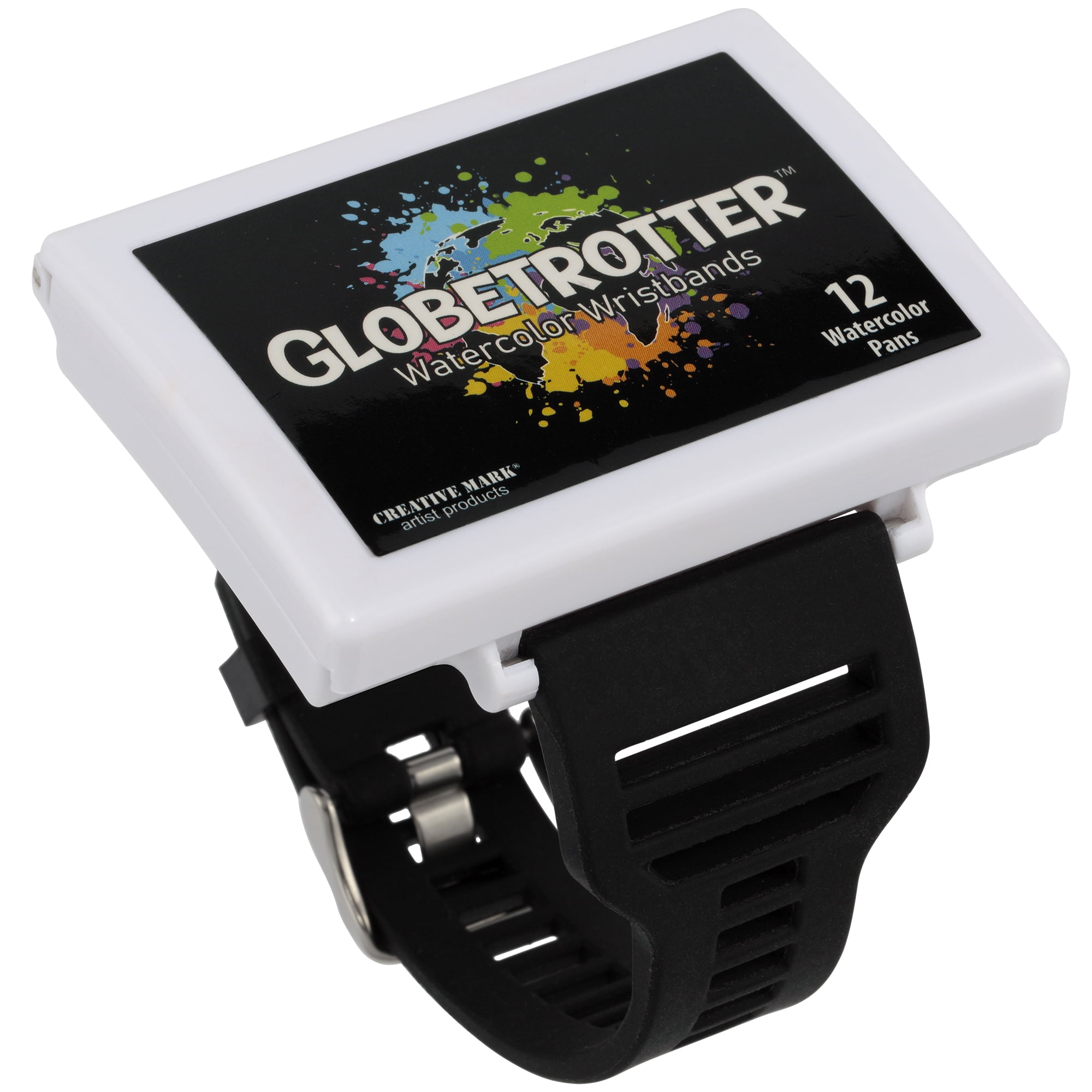 Creative Mark Globetrotter Watercolor Wristbands - Beautiful Watercolor Palette Held on Your Wrist! - Pan Set of 12