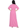 thumbnail image 6 of KOH KOH Long Sexy V-Neck Short Sleeve Slit Flowy Cocktail Evening Bridesmaid Wedding Guest Party Summer Tall Dressy Maxi Dress Gown For Women Hot Fuchsia Pink XXX-Large US 22-24 NT290, 6 of 7