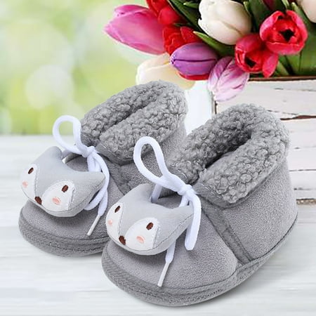 

TOWED22 Christmas Slippers For Kids Baby Girls Boys Warm Shoes Soft Booties Snow Boots Comfortable Shoes Infant Toddler Warming Grey