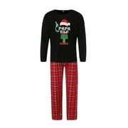 Seyurigaoka Family Matching Christmas Pajamas Outsuit, Elf Print Tops with Plaid Pants