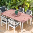 thumbnail image 2 of Pink Floral Table Cloths for 3 Foot Rectangle Tables, Circular Flowers Ethnic Abstract Aesthetic Patio Waterproof Elastic Fitted Tablecloths, Washable Rectangular Table Cover for Camping, 2 of 8
