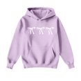 thumbnail image 5 of Women's Fashion Lightweight Long Sleeve Pullover with Pockets Preppy Graphic Hoodie with Bow Print for Fashion Looks,Light Purple,XL, 5 of 7