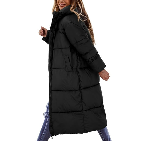 Niaviben Long Puffer Coat Women's Thickened Down Jacket Womens Puffy Jackets Womens Winter Coats Winter Coat for Women Casual Jackets for Women's Jacket Black L