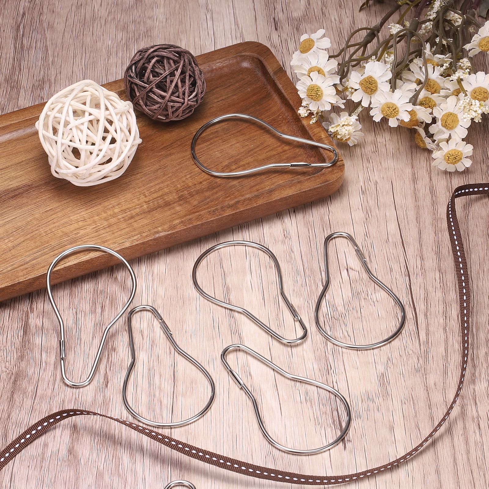 Uxcell 200Pcs Silver Shower Curtain Hooks, Rust Proof Metal Shower Curtain Rings Curtain Hangers for Bathroom Bedroom Kitchen Home Curtain Applications