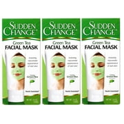 3 Pack - Sudden Change Green Tea Facial Mask – Antioxidant-Rich Skincare for Wrinkle Reduction, Puffiness Relief & Pore Purification – Hydrating & Oil-Control Formula with Cooling Sensation (3.4 oz)