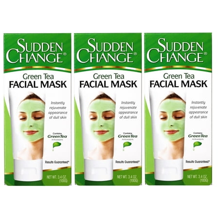 3 Pack - Sudden Change Green Tea Facial Mask – Antioxidant-Rich Skincare for Wrinkle Reduction, Puffiness Relief & Pore Purification – Hydrating & Oil-Control Formula with Cooling Sensation (3.4 oz)