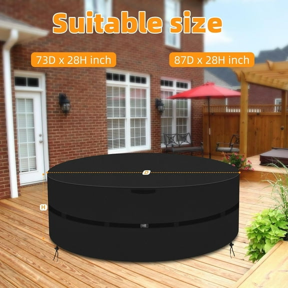 Round Hot Tub Full Cover,Energy Efficient Spa Cover, Upgraded 600D Heavy Duty Oxford Cloth SPA Covers, Protection & Windproof, Waterproof Hot Tub Covers Replacement (87Dia x 28H inch)