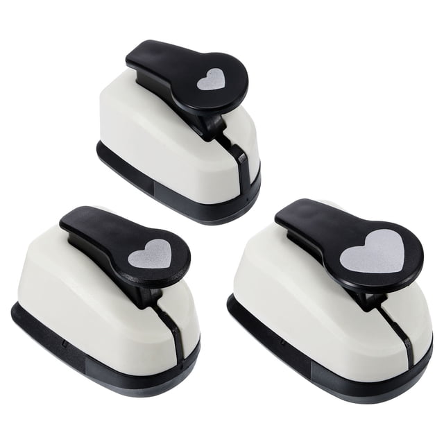 Unique Bargains 0.4 Inch 0.6 Inch 1 Inch Heart Punch, Heart Hole Paper Punch Hole Puncher Shape Punches for Crafting, 3 Pack