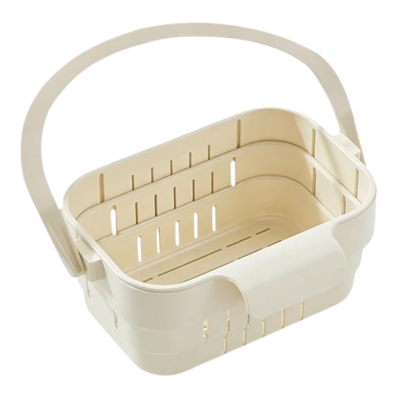 Hanging Kitchen Colander with Handle, Retractable Sink Drain Basket - Space Saving Strainer for Pasta Fruit and Vegetable Washing (Beige)