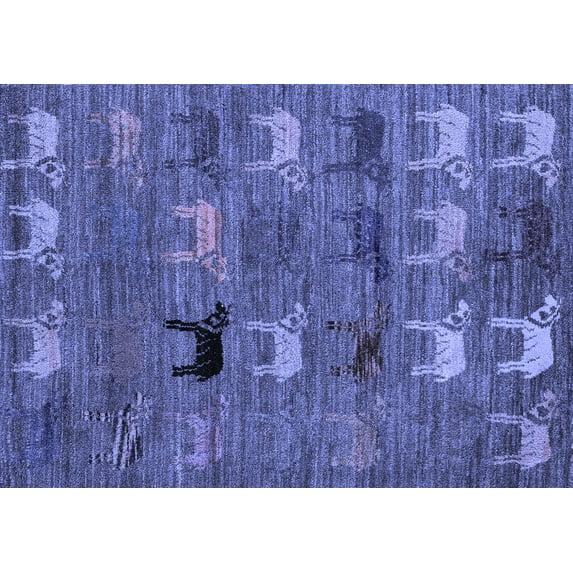 Ahgly Company Machine Washable Indoor Rectangle Abstract Blue Modern Area Rugs, 4' x 6'