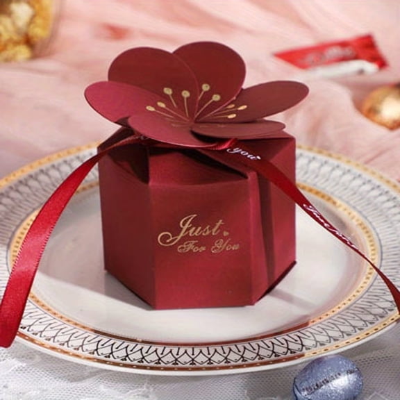 10pcs, Premium Petal Wedding Candy Boxes - Solid Color European Wedding Gift Boxes, Perfect for Sweets and Sweets - Portable and Packable - Perfect for Weddings and Gifts