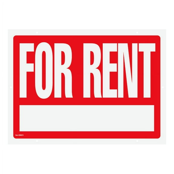 Cosco® "For Rent" Sign, 16" x 22 1/2", Red/White