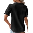 thumbnail image 4 of Enwejyy Womens Summer Hollow Out Solid Short Sleeve V-Neck Basic Blouse, 4 of 4