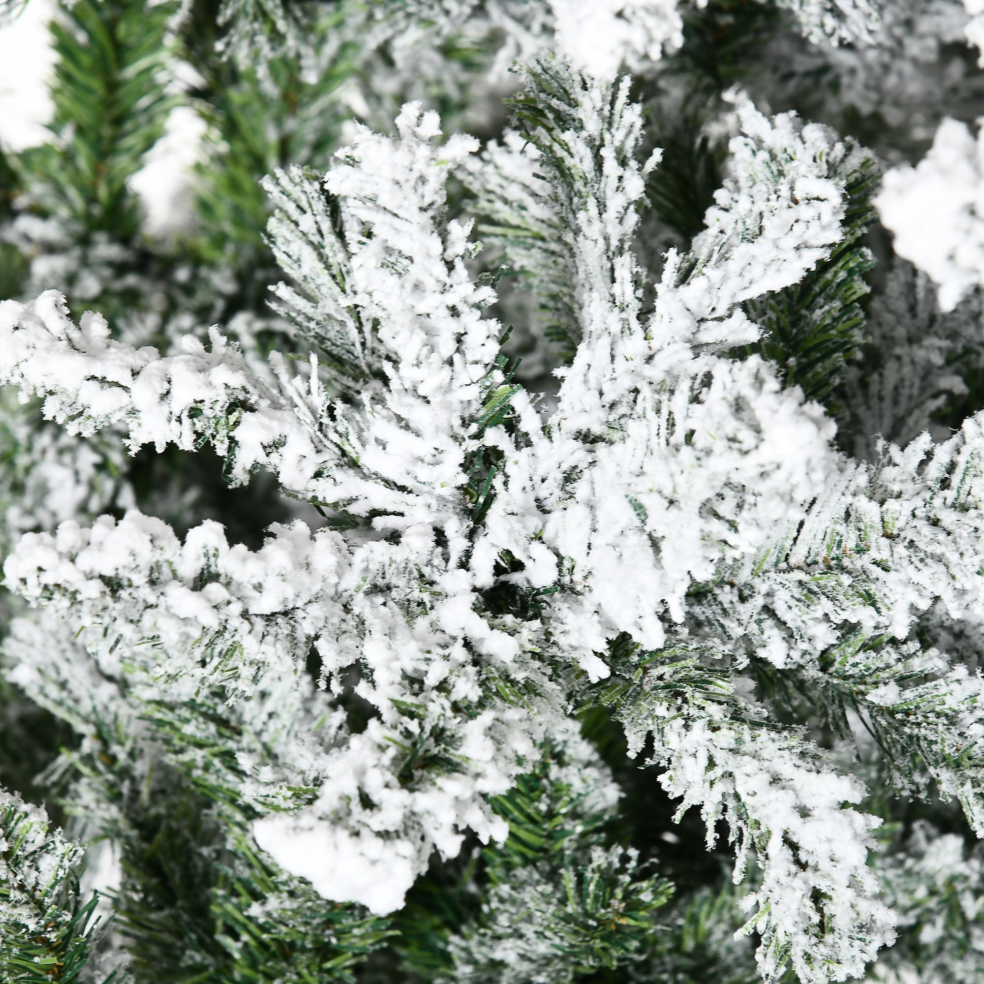 7.5ft Snow Flocked Christmas Tree Auto-Open Branches Flame Retardant Indoor Holiday Decor