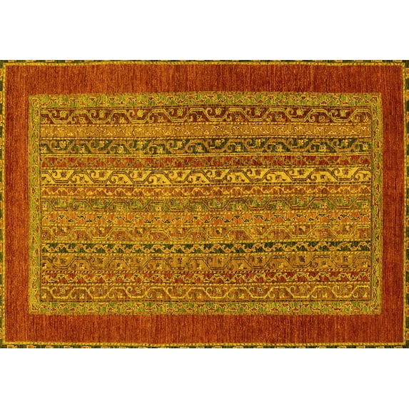 Ahgly Company Indoor Rectangle Abstract Yellow Modern Area Rugs, 8' x 12'