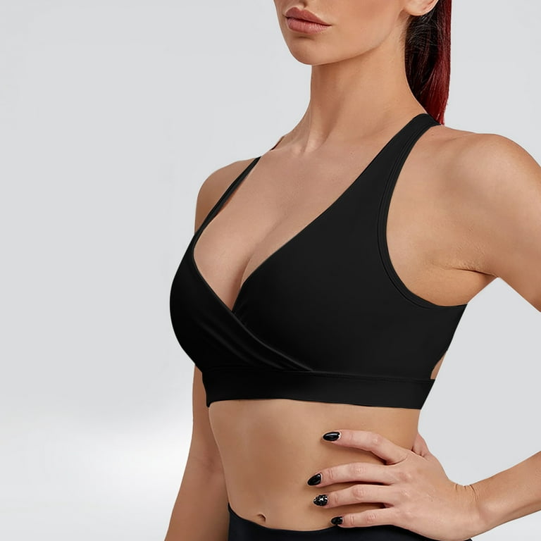 RYRJJ Wireless Sports Bras for Women High Support Seamless Crossover  Backless Quick Dry Racerback Sports Bras for Yoga Gym Running  Workout(Black,M) 