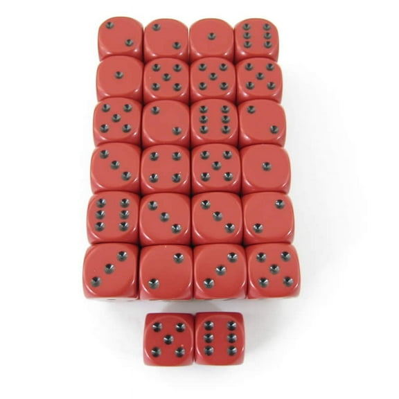 Red Opaque Dice with Black Pips D6 16mm (5/8in) Pack Of 50 Wondertrail