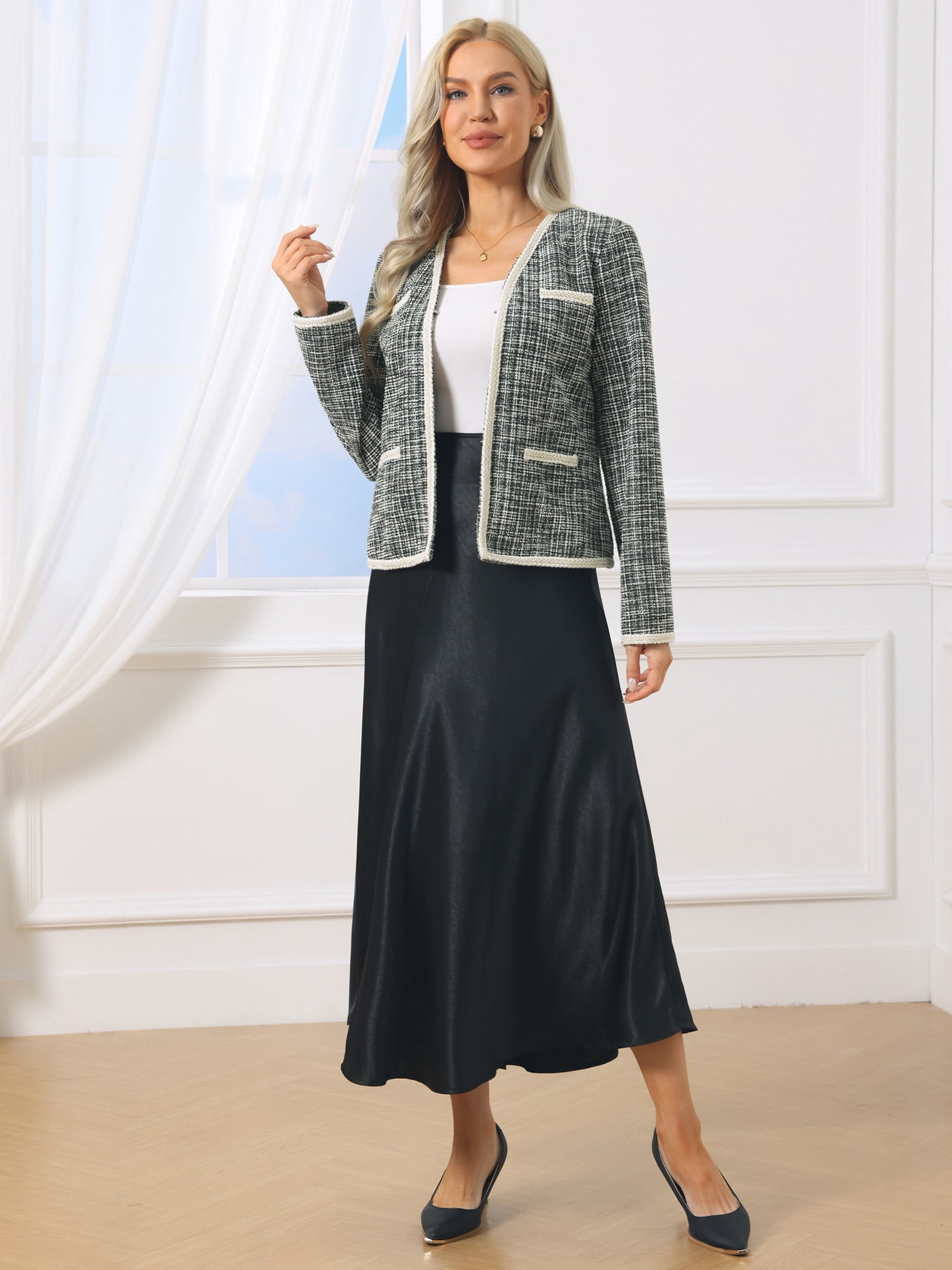 DARING DIVA Women's Long Sleeve Open Front Casual Knit Jacket M Black