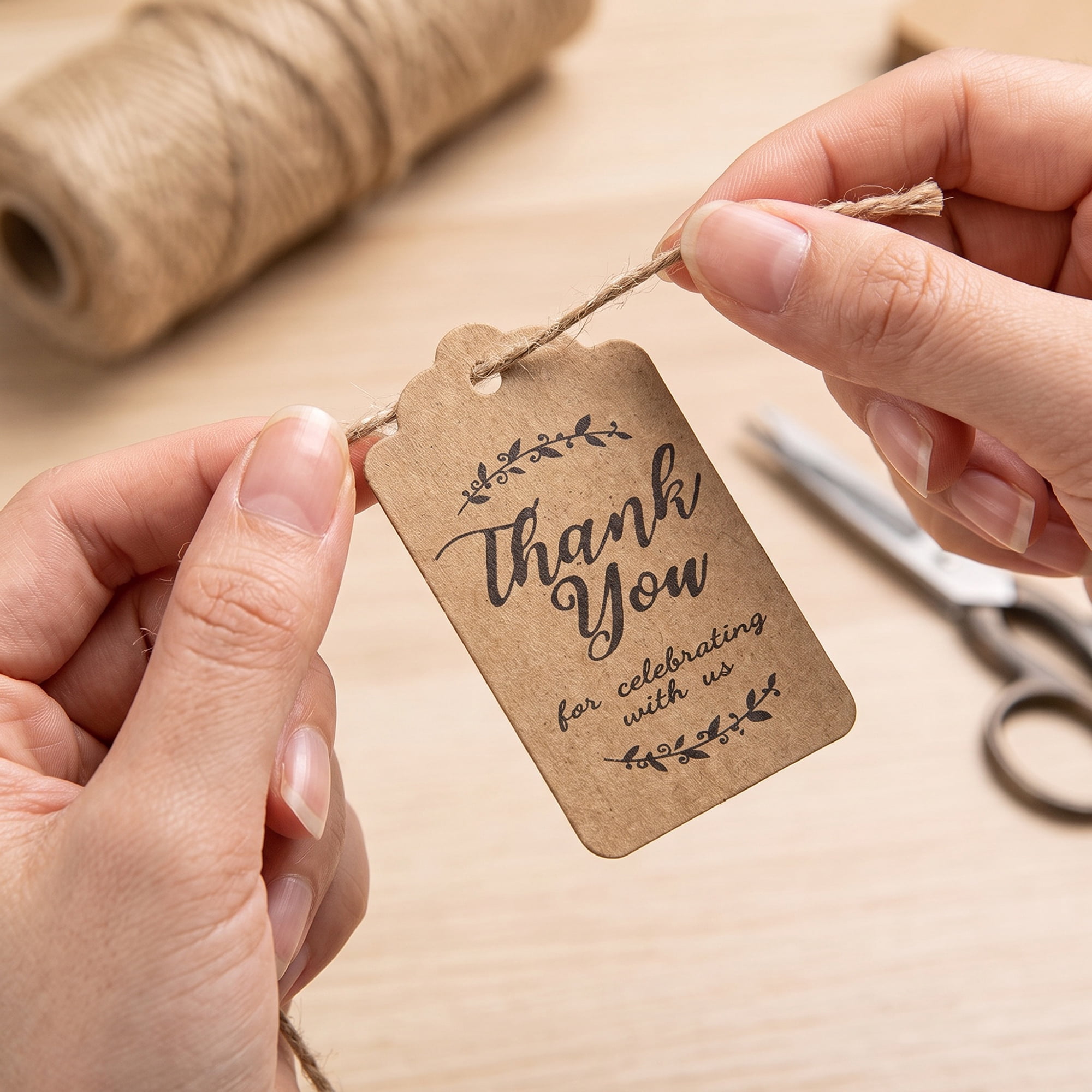Unique Bargains Gift Tags with Natural Twine for Gifting and Events 1.2" x 2" Brown