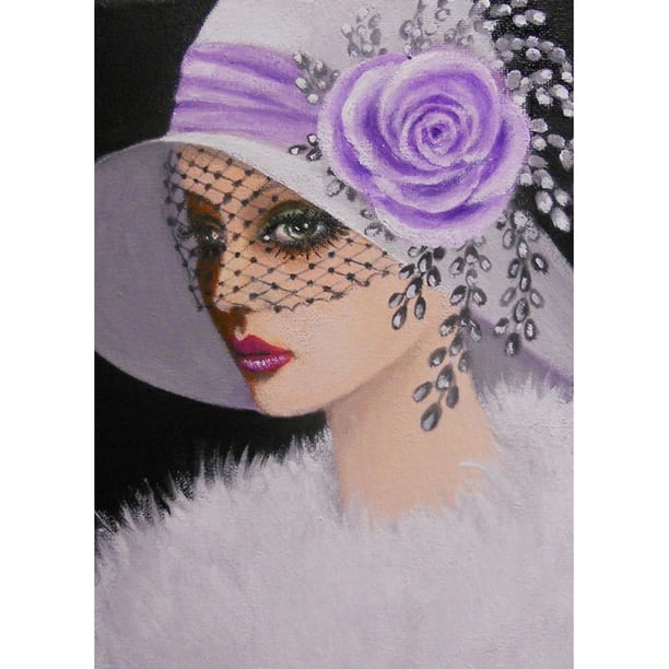 Cuadros Decorativos Full Round Drill 5D Diamond Painting DIY Noble Lady Póster sobre lienzo (X287) Wdftyju embutido en tela