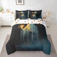 thumbnail image 2 of Manfei Horror Spooky Bedding Comforter Set 7 Pieces for Teens, Halloween Gothic Ghost Full Bedding Set, Cartoon Theme Reversible Fitted Sheet Flat Sheet, Lightweight Room Decor, 2 of 7