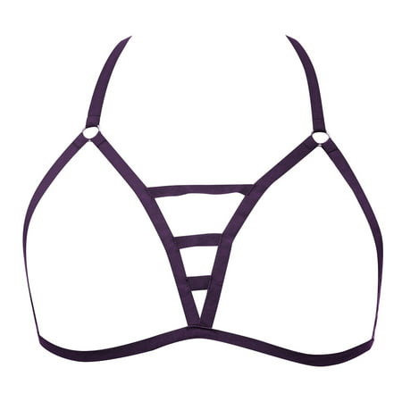 Yuhangmm Women Sexy Lace Up Bra Black Cutout Stretch Adjustable Lingerie Bra Lady Elastic Band Bra Sleep Romper Women Sexy Christmas