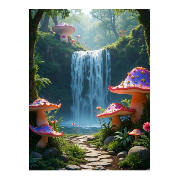 Diamond Art Kits for Adults, Enchanted Forest Waterfall Pathway 5D Diamond Painting Kits for Adults Beginners, DIY Full Drill Diamond Painting, Gem Art and Crafts 12x16