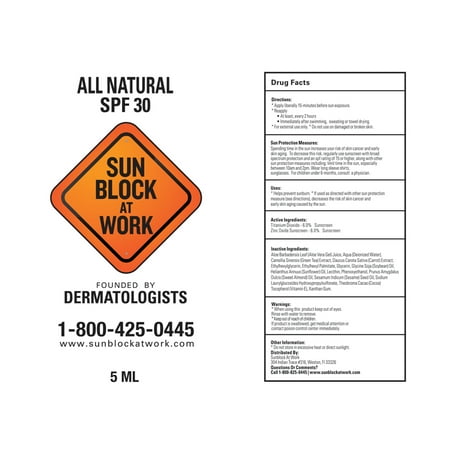 Sunblock at Work All-Natural Organic Sunblock - Single-use Foil Packets - 5 Pack