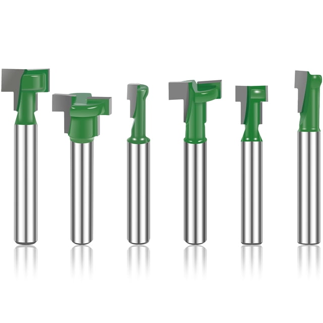 Keyhole Router Bits Set 1/4 Inch Shank T Slot Milling Cutter Woodworking Tool 6 Pcs (6pcs )