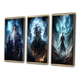 thumbnail image 3 of Designart "Powerful Wizard Magic s Mastery" Superheros Framed Wall Art Set Of 3 - Blue Superheros Frame Gallery Set For Office Decor, 3 of 6