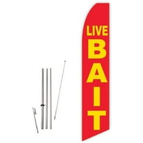 Live Bait Red Super Novo Feather Flag - Complete with 15ft Pole Set and Ground Spike