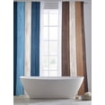 thumbnail image 6 of Blue Brown Farmhouse Semi Sheer Window Curtains 96 Inches Long, Vintage Retro Wooden Rod Pocket Voile Silky Chiffon Curtain Light Filtering Drapes for Living Room, Kitchen, Bedroom, 52"x96", 2 Panels, 6 of 9