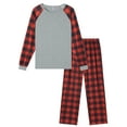 thumbnail image 2 of Conjunto de pijamas familiares a juego de Navidad con estampado de cuadros de manga larga Inspire Chic para hombres XL en rojo, 2 of 5