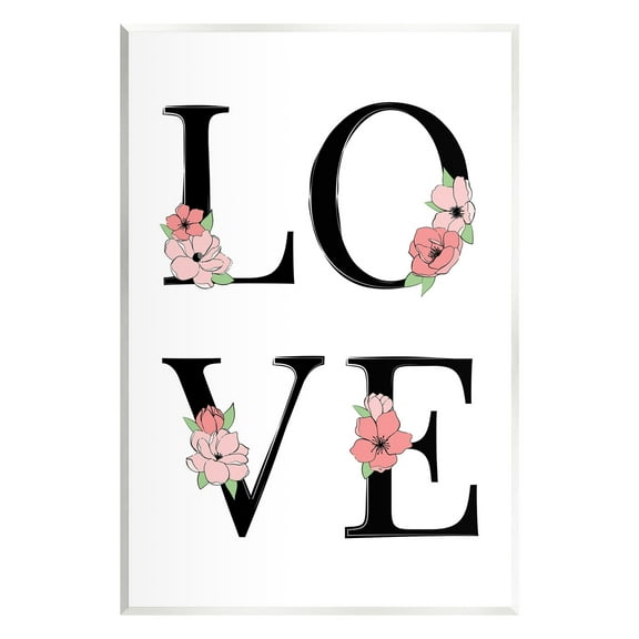 Stupell Industries Love with Floral Letters Botanical & Floral Painting Unframed Art Print Wall Art, 10 x 15
